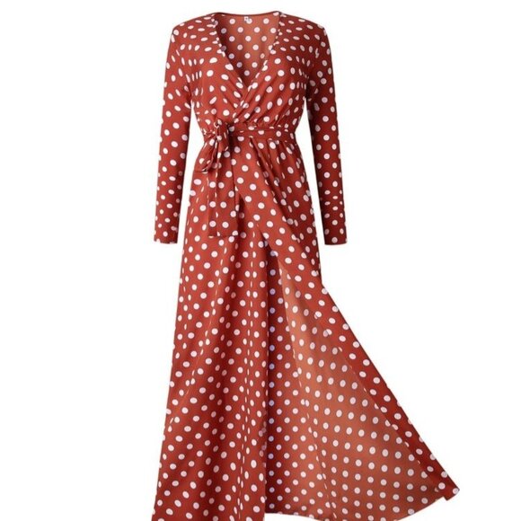 Red Polka Dot Maxi Dress - Picture 2 of 3